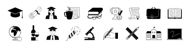 教育图标集。毕业生图标集。图片下载