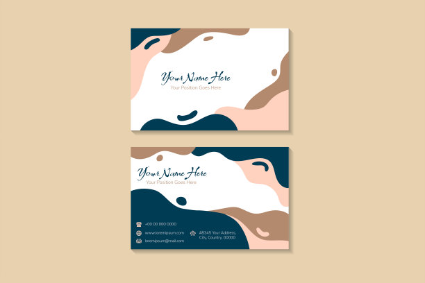 名片模板准备用柔和的颜色打印。老式名片采用水平布局图片下载