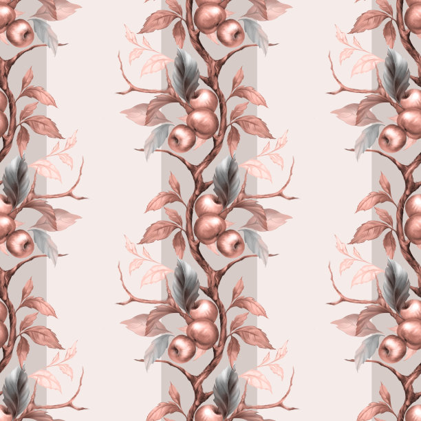 装饰无缝图案与苹果和树叶。装饰的背景。图片下载