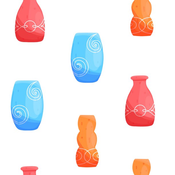 无缝背景与花瓶在卡通风格图片下载