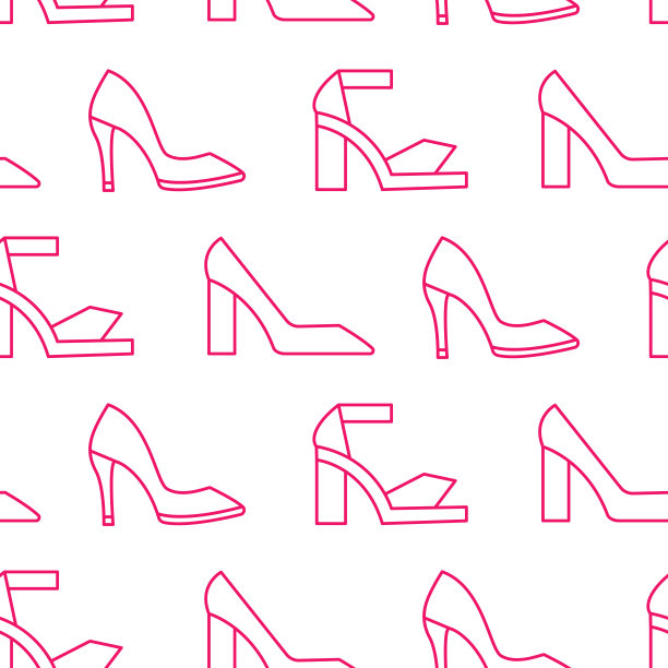 时尚鞋的无缝花纹。高跟鞋背景图片下载