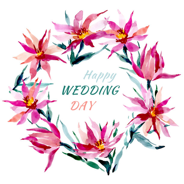 用花环的形式来表示婚礼的明信片图片下载
