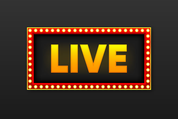 砖墙背景上的空白灯箱。横幅上的文字直播。照明灯箱屏幕。矢量插图。图片下载