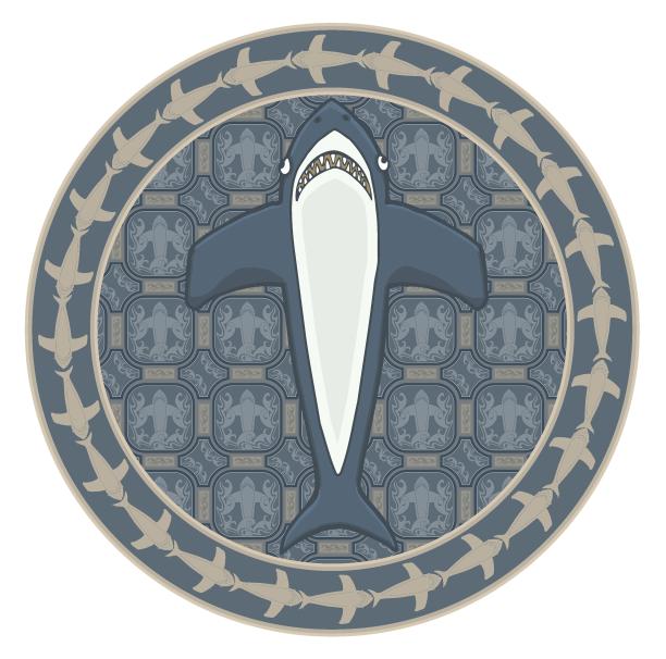 鲨鱼在一个希腊风格的圈子里图片下载