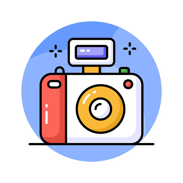 相机矢量设计在现代和时尚的风格，摄影设备的图标图片下载