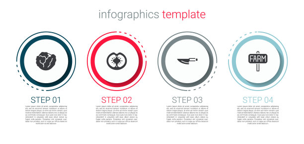 设置卷心菜，番茄，刀和位置农场。业务信息图表模板。向量图片下载