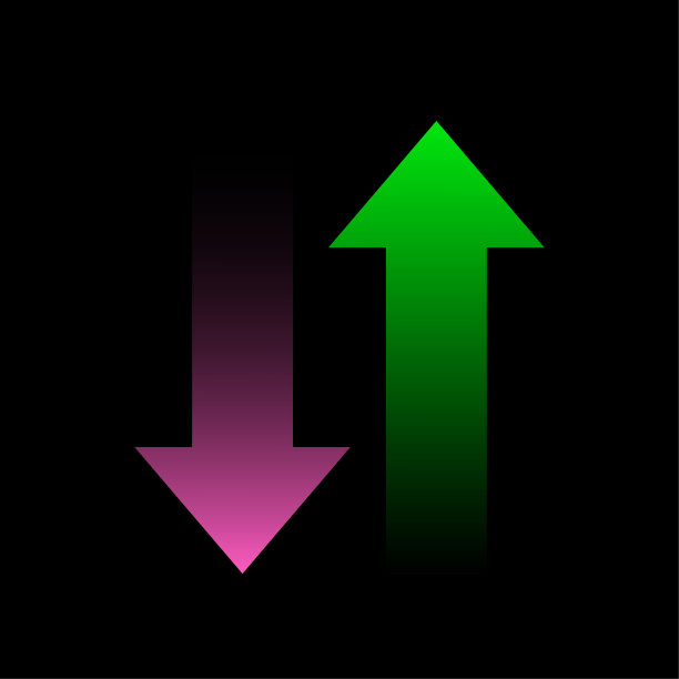 红绿箭头黑色背景。3 d的箭。黑色背景。矢量插图。图片下载