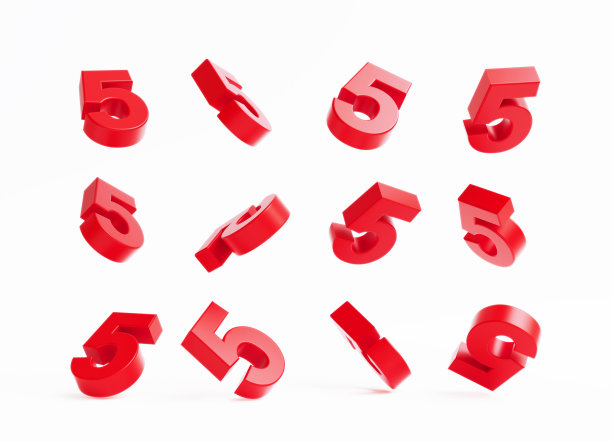 白色背景上的红色数字5图片下载