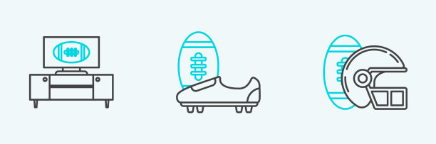 设置美式橄榄球和头盔的线图片下载