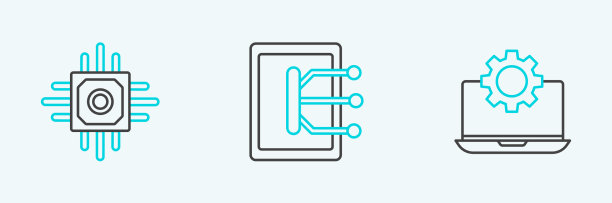 设置笔记本电脑和齿轮处理器和平板电脑图片下载