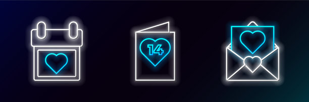 设置线信封与情人节心日历图片下载