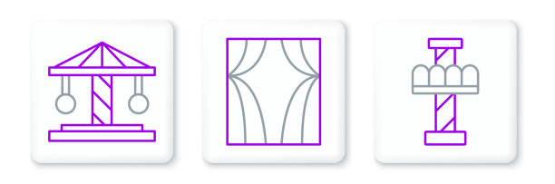 设置线吸引旋转木马和马戏团幕布图片下载