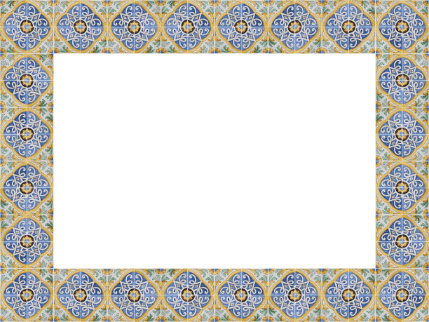 框架概念的典型花卉和几何土耳其装饰与彩色瓷砖- 2:3宽高比复制空间图片下载