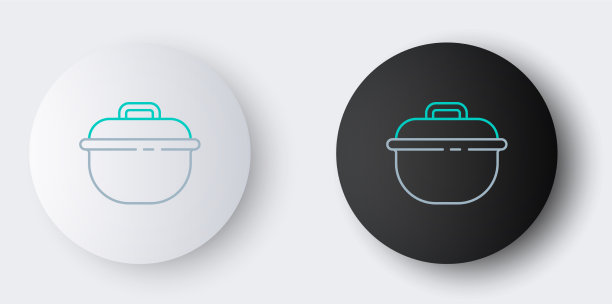 线烹饪锅图标孤立的灰色背景图片下载