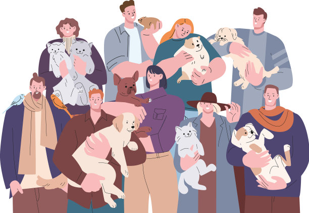 带宠物的人画像女人抱狗的男人图片下载