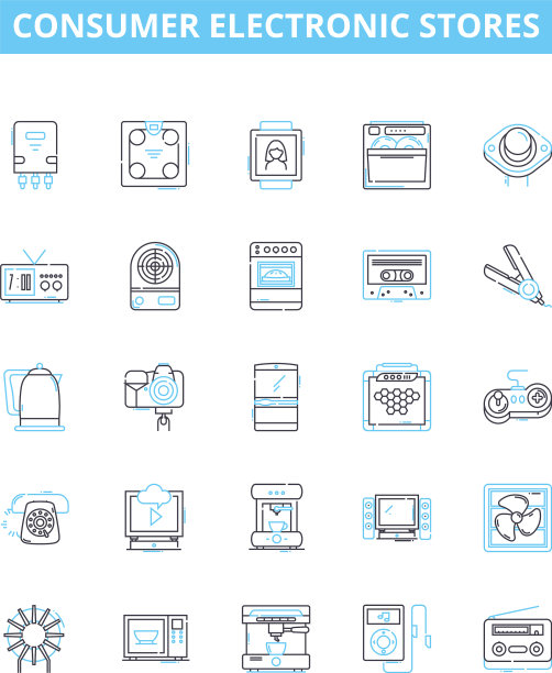 消费类电子商店线图标集图片下载