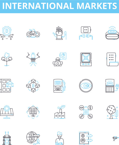 国际市场线图标集图片下载