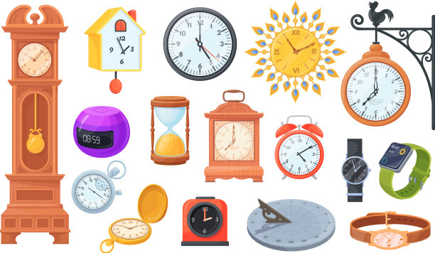 机械和电子钟卡通多种多样图片下载