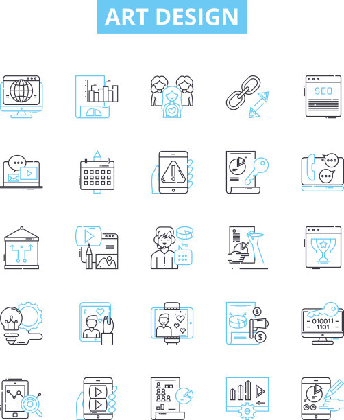 艺术设计线图标集图形工艺图片下载