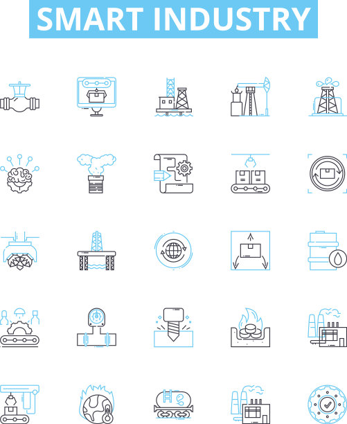 智能工业线图标集工业40图片下载