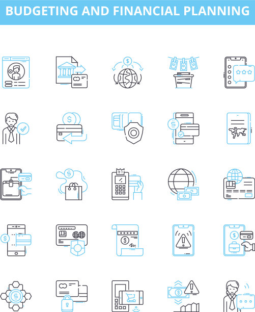 预算和财务计划线图标图片下载