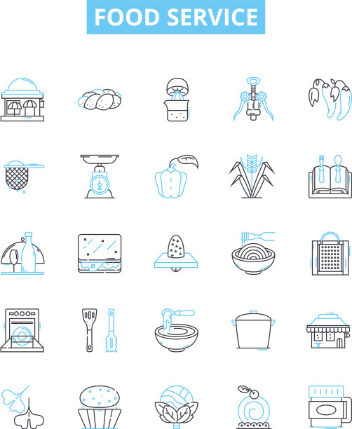 餐饮服务线图标集图片下载