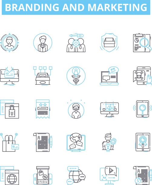 品牌和营销线图标集图片下载
