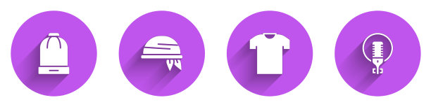 设置冬季帽子、头巾、t恤和麦克风图片下载