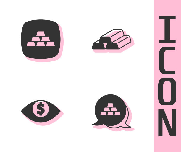 设置金条眼睛与美元和图标图片下载