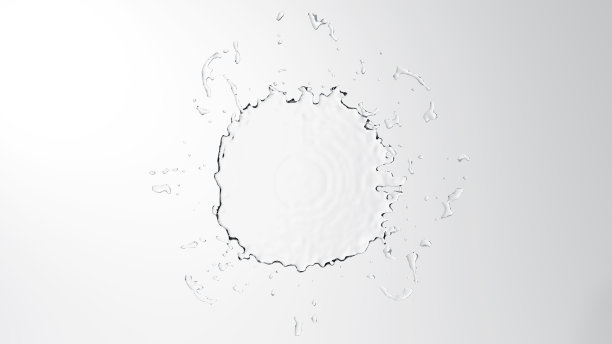 3 d演示。飞溅的水的图像。白色背景。(水平)图片下载