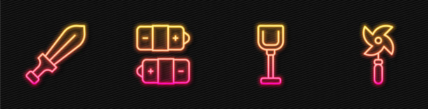 设置线铲玩具剑电池和风车图片下载