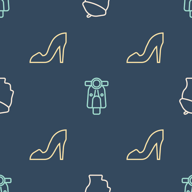 设置线法国男人女人的鞋子和滑板车图片下载