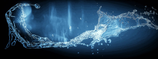 抽象的蓝色水花的三维插图图片下载