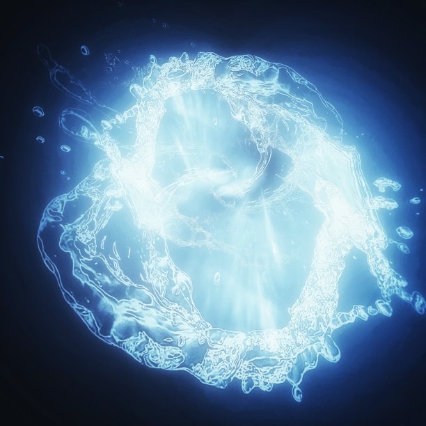 黑色背景与漩涡抽象的蓝色飞溅图片下载