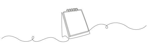 活页日历在一个连续的线条绘制。象征着难忘的日期和事件的日子在简单的线性风格。可编辑笔画中的时间规划概念。涂鸦矢量插图图片下载