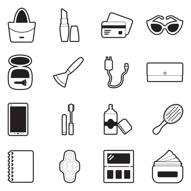 女性钱包图标。线条填充设计。矢量插图。图片下载