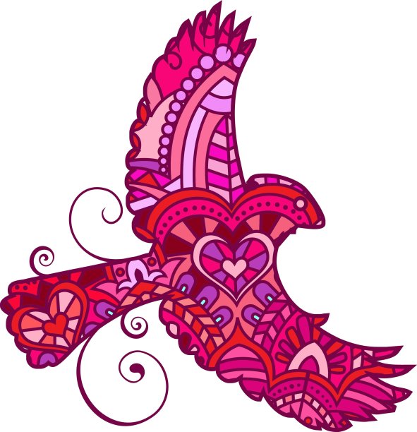 五颜六色的红衣主教鸟曼陀罗图片下载