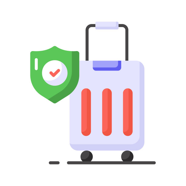 附件箱上的安全屏蔽表示行李安全矢量，行李保险图标图片下载