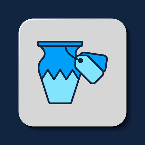 填充轮廓拍卖古代花瓶图标孤立的蓝色背景。拍卖竞标。卖家和买家。向量图片下载