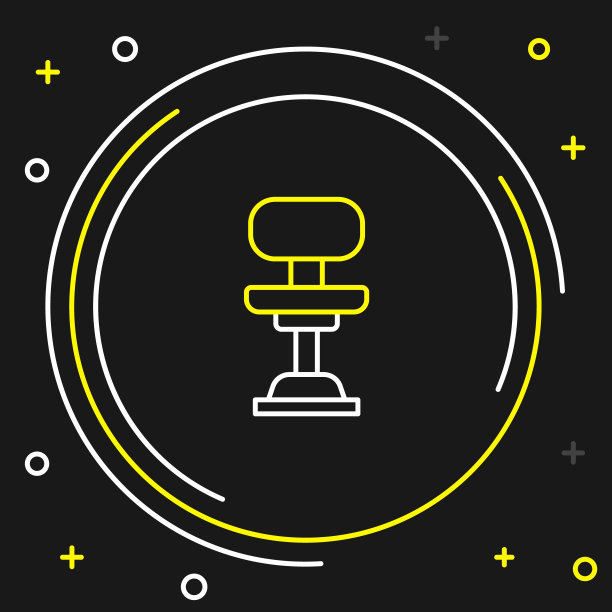 线办公室椅子图标孤立的黑色背景。色彩缤纷的轮廓概念。向量图片下载