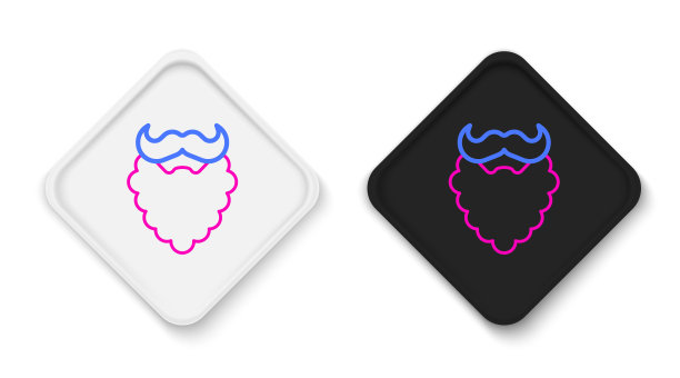 线小胡子和胡须图标隔离在白色背景。理发店的标志。面部毛发类型。色彩缤纷的轮廓概念。向量图片下载