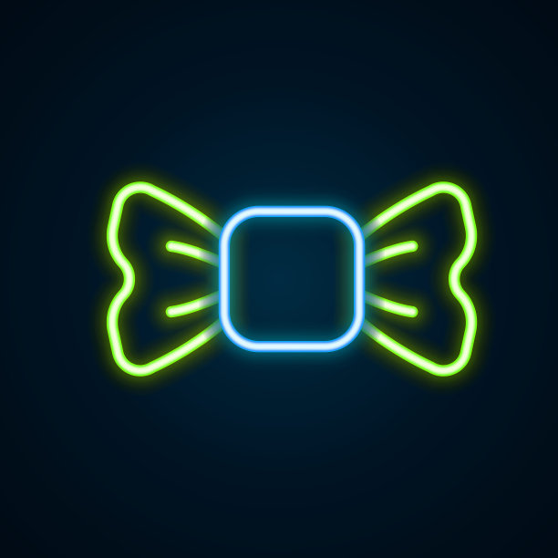 发光的霓虹线领结图标孤立的黑色背景。色彩缤纷的轮廓概念。向量图片下载