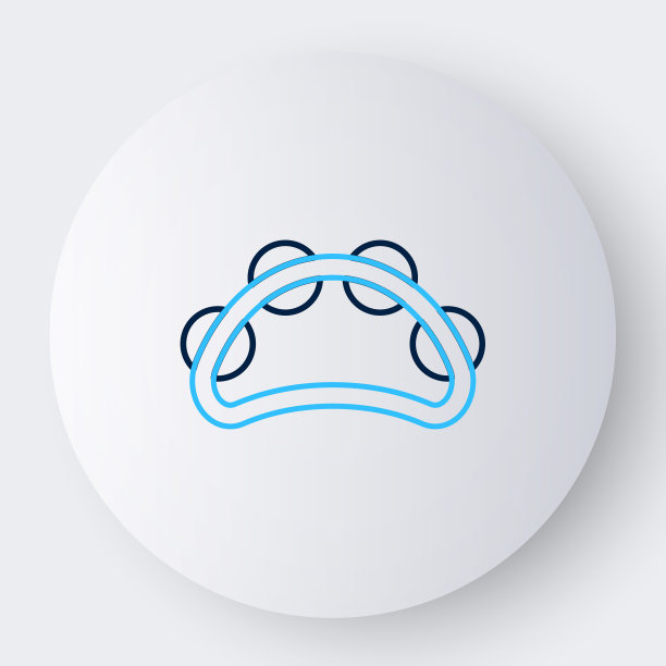 行乐器打击鼓，与金属板图标隔离在白色背景。色彩缤纷的轮廓概念。向量图片下载