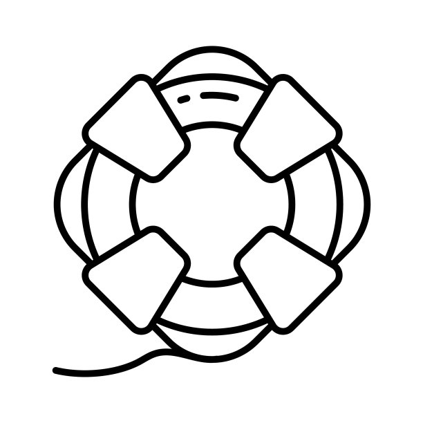 救生圈图标在可爱的风格孤立的白色背景，美丽的救生员矢量图片下载