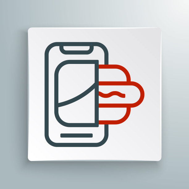 线食品订购的移动图标孤立的白色背景。通过手机订购。餐厅送餐概念。色彩缤纷的轮廓概念。向量图片下载