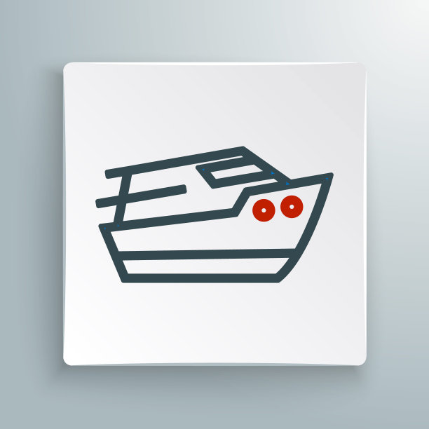 线快艇图标孤立的白色背景。色彩缤纷的轮廓概念。向量图片下载