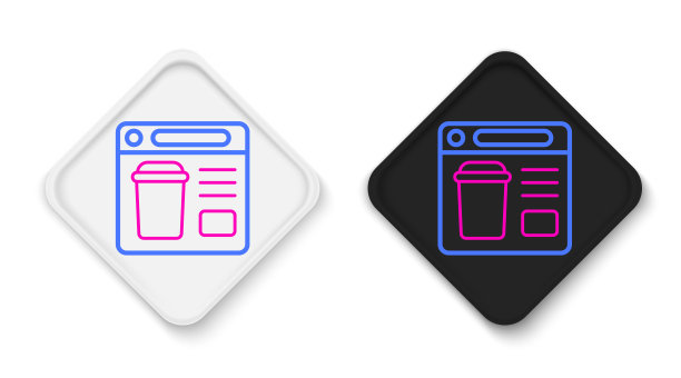 在线订购和快餐配送图标隔离在白色背景上。色彩缤纷的轮廓概念。向量图片下载