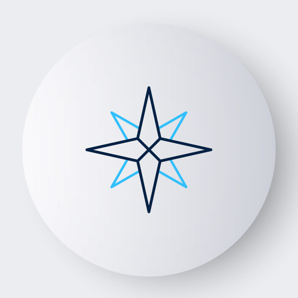 线风玫瑰图标孤立的白色背景。旅行用的指南针图标。导航设计。色彩缤纷的轮廓概念。向量图片下载