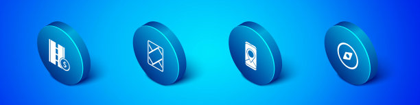 设置等距收费公路交通标志，城市地图导航，指南针和Gps设备与图标。向量图片下载