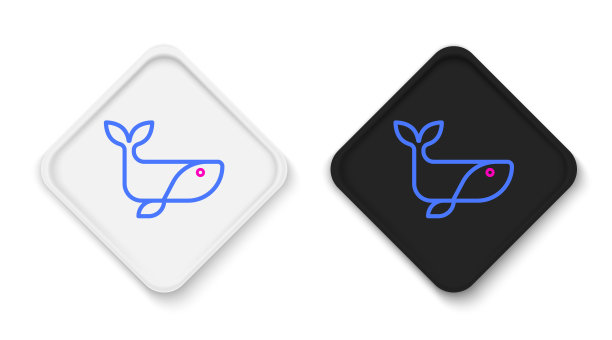 线鲸图标孤立的白色背景。色彩缤纷的轮廓概念。向量图片下载